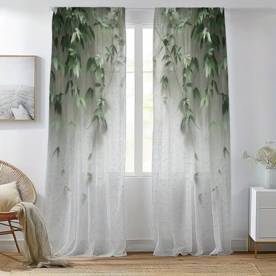 2PCS Digital Print Sheer Curta - Home Decor Wall Panels ulasan dan harga