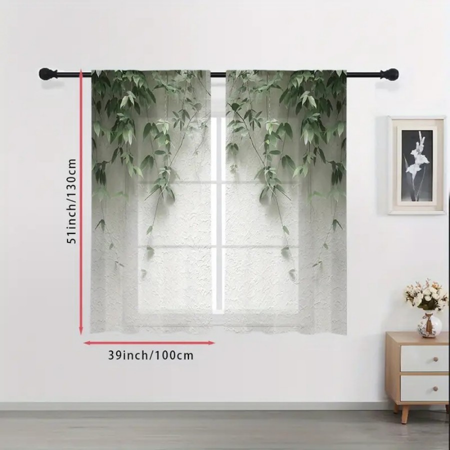 2PCS Digital Print Sheer Curta - Home Decor Wall Panels ulasan dan harga