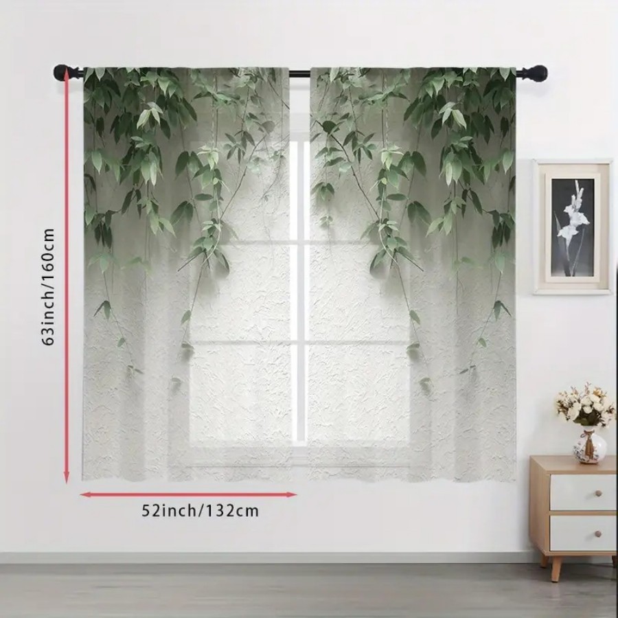 2PCS Digital Print Sheer Curta - Home Decor Wall Panels ulasan dan harga