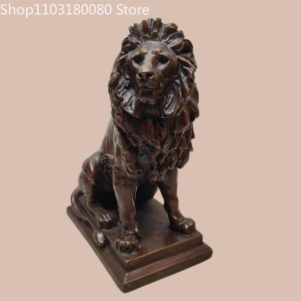 21cm Antique Finish Copper Lio - Home Decor Statue ulasan dan harga