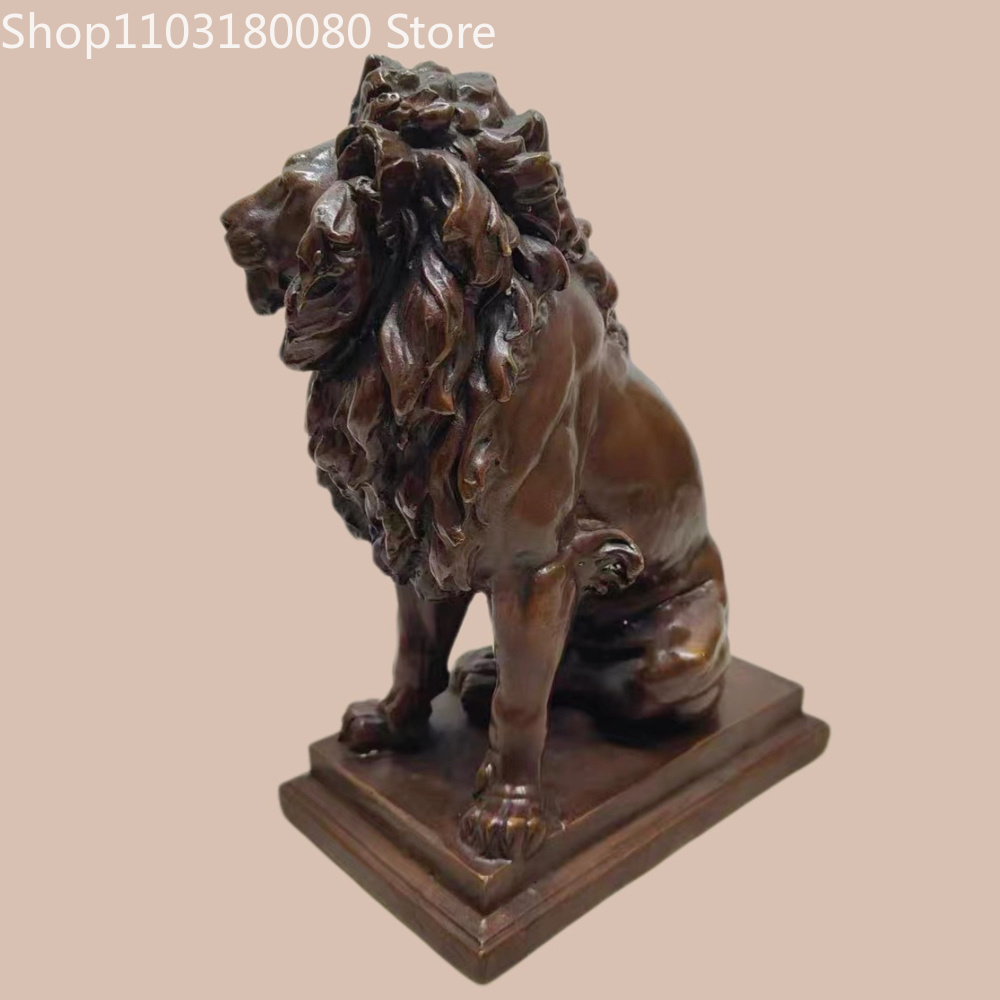 21cm Antique Finish Copper Lio - Home Decor Statue ulasan dan harga