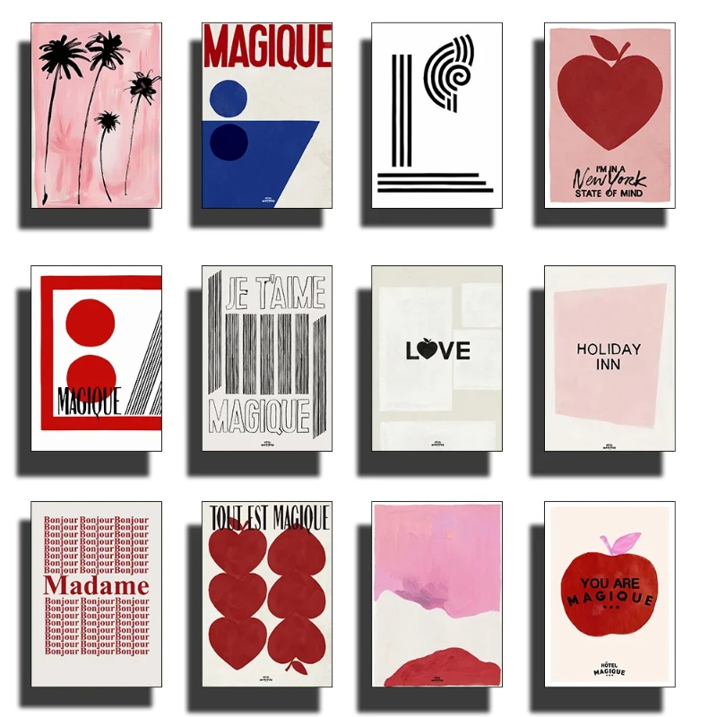 Modern Nordic Retro Art Red Lo - Home Decor Lovely Home ulasan dan harga