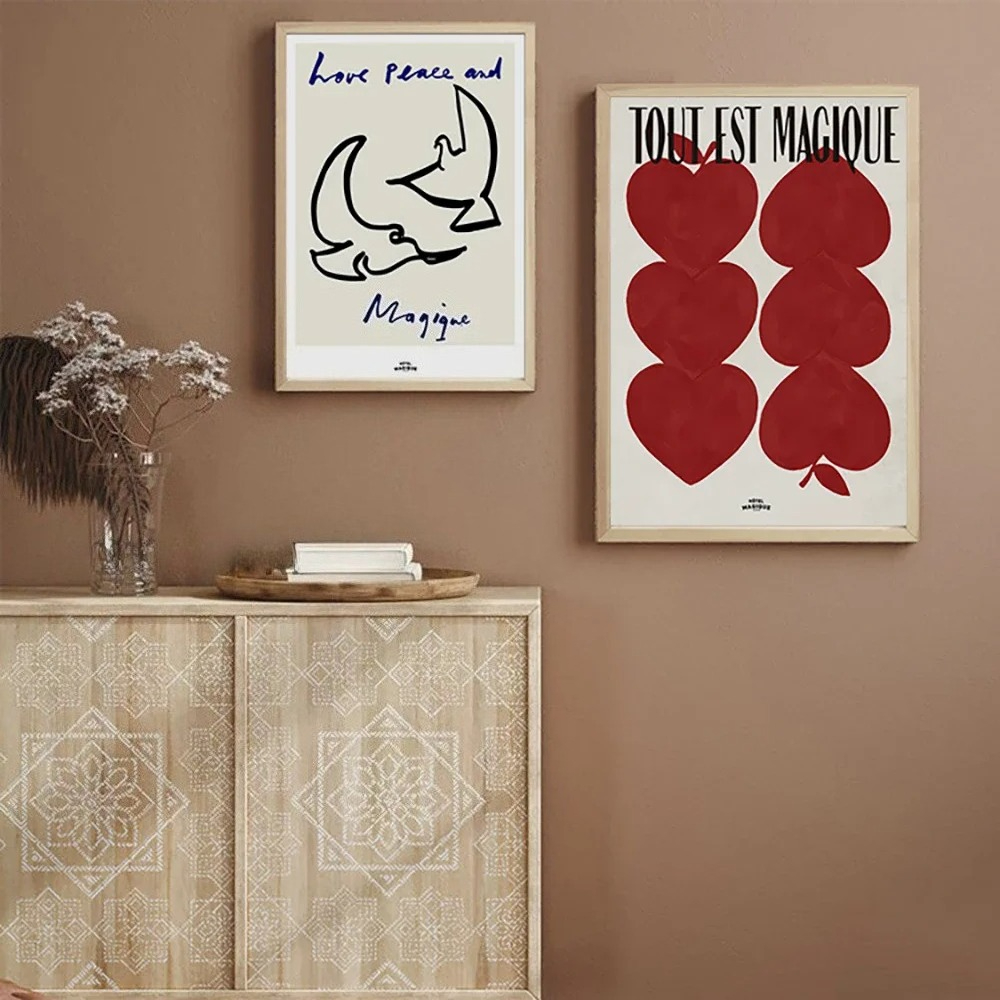 Modern Nordic Retro Art Red Lo - Home Decor Lovely Home ulasan dan harga