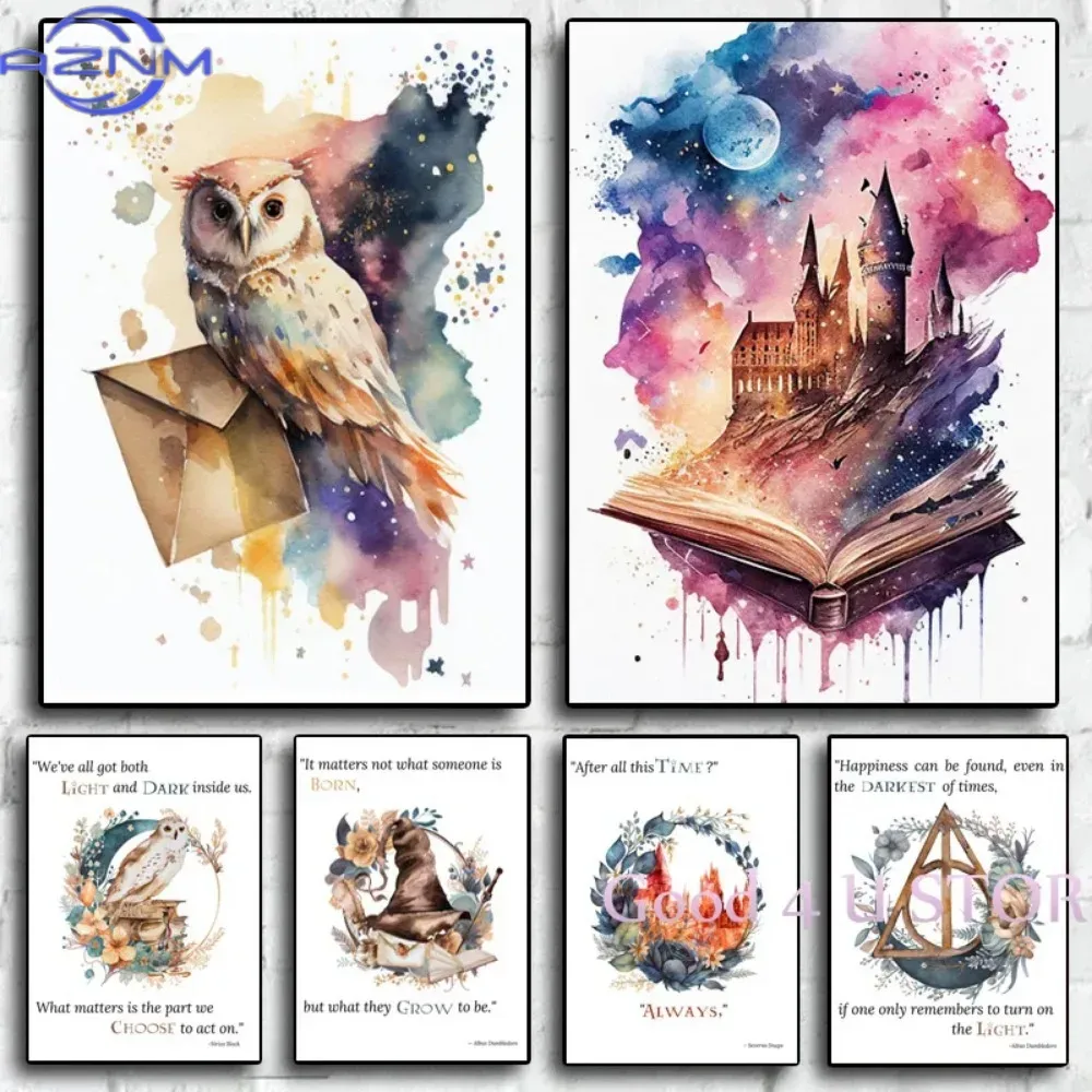 Classic Wizard Movie Quotes Ma - Watercolor Poster Print ulasan dan harga