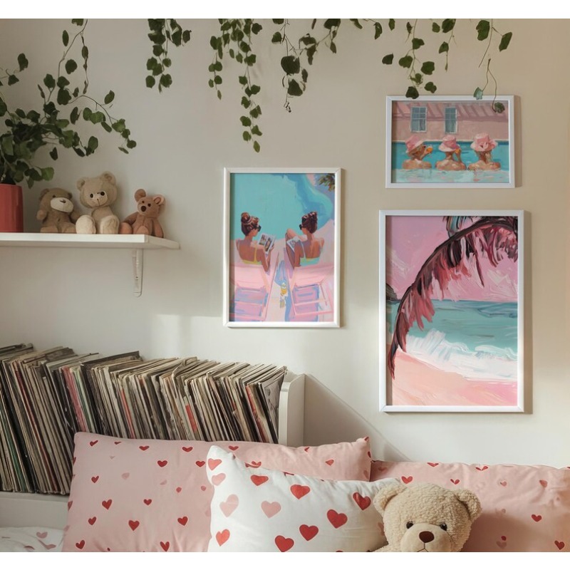 Vintage Girly Summer Pool Part - Watercolor Poster Print ulasan dan harga