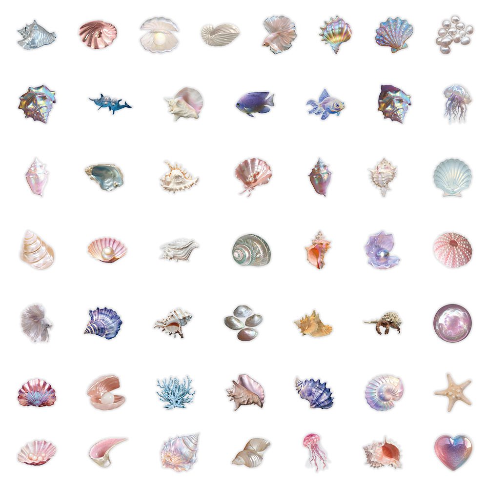 50pcs Cartoon Shell Graffiti S - Home Decor Wall Panels ulasan dan harga