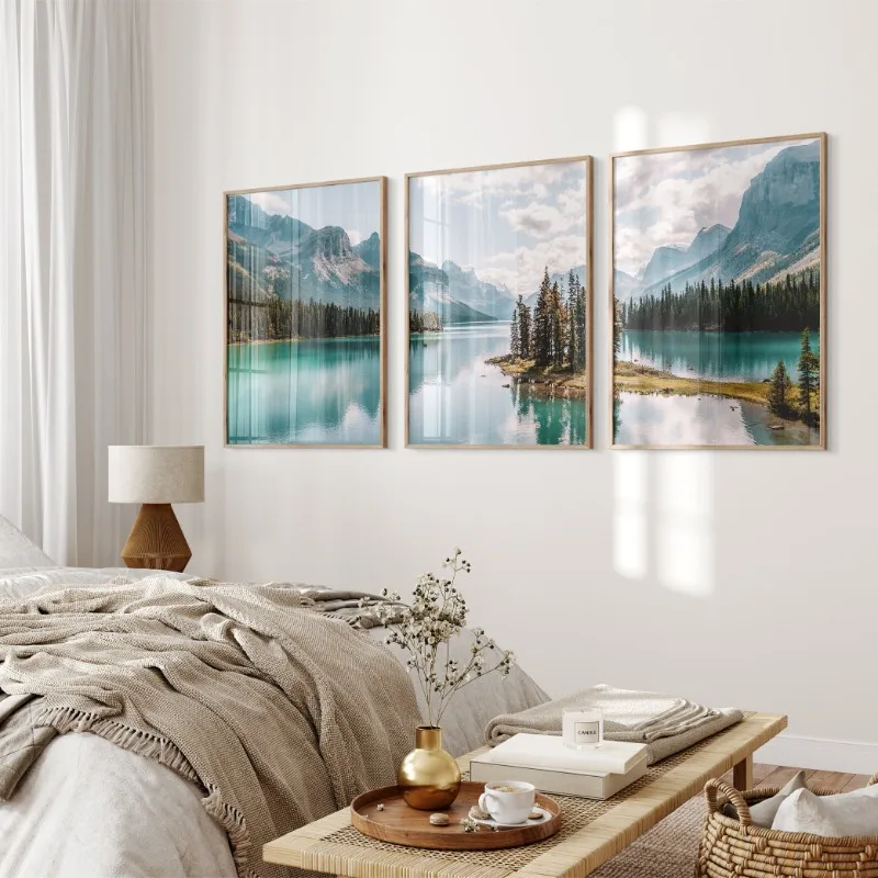 Canada Mountain Lake Poster Sc - Watercolor Poster Print ulasan dan harga