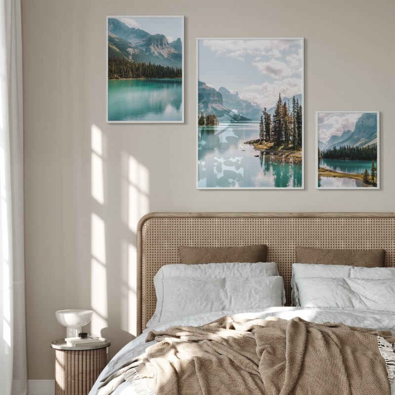 Canada Mountain Lake Poster Sc - Watercolor Poster Print ulasan dan harga