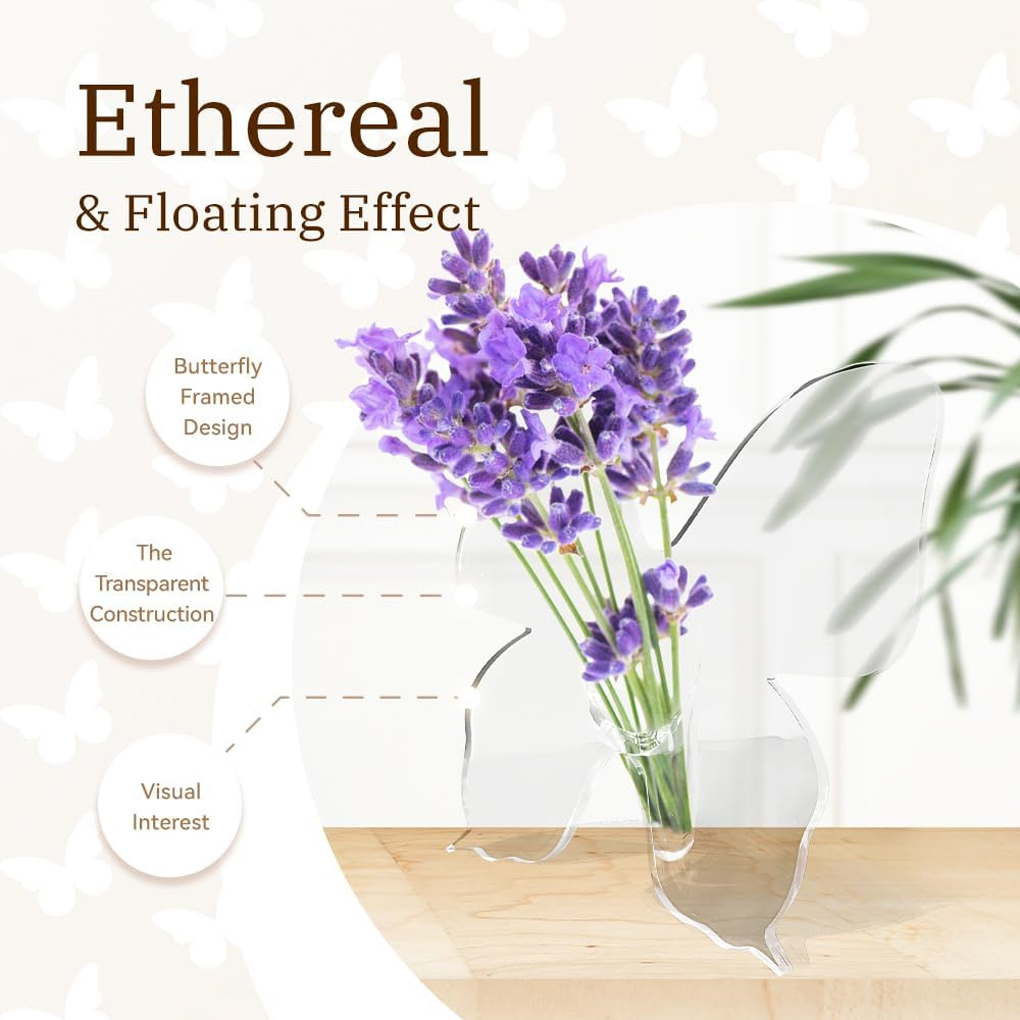 Transparent Butterfly Acrylic  - Home Decor Vase ulasan dan harga
