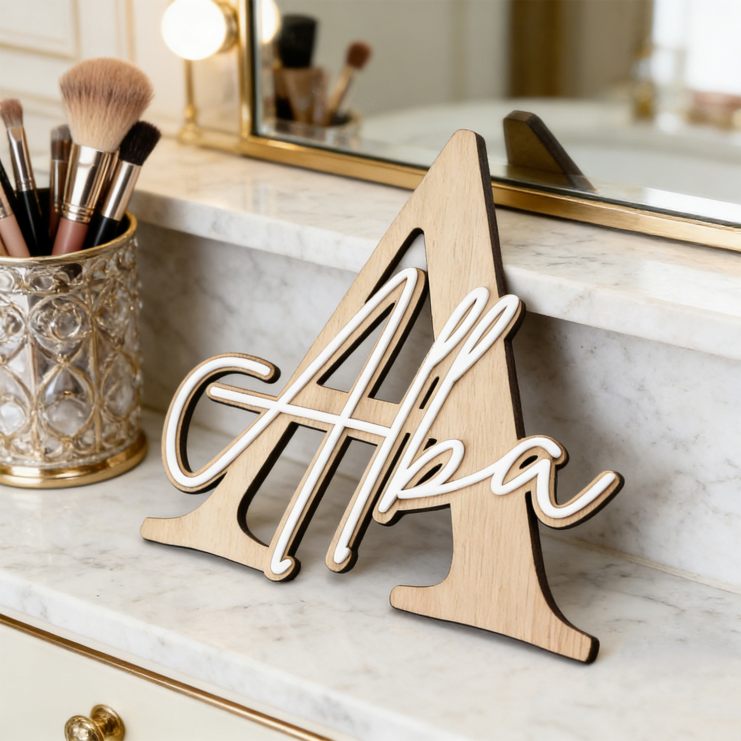 1pc Double-layer Wooden Name D - Home Decor Inspo ulasan dan harga