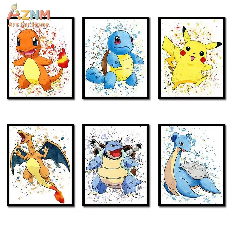 1PC ，Anime Pokemon Canvas Pain - Watercolor Poster Print ulasan dan harga